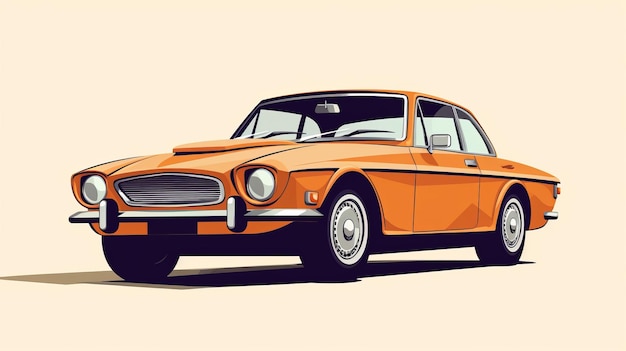 Una splendida e inquietante illustrazione di un'auto classica arancione