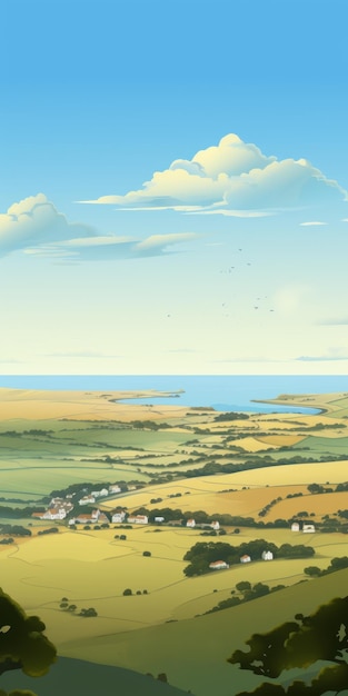 Una splendida illustrazione 2D della bellissima savana di Bude Cornwall