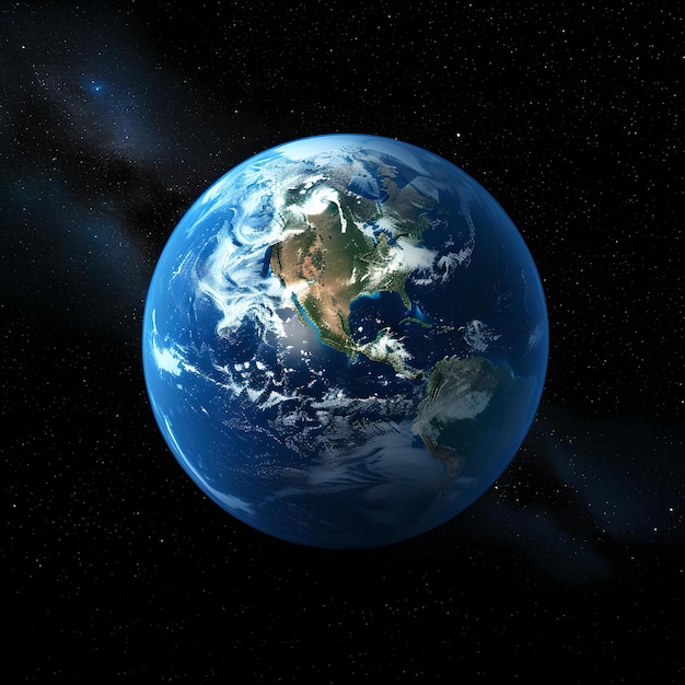 Una splendida immagine generata della Terra dallo spazio che mostra realismo e dettagli con un senso di meraviglia e scoperta.