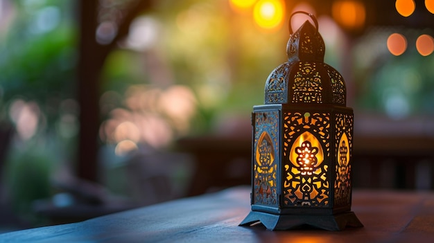 Una splendida lanterna a candela del Ramadan con motivi così intricati e lavori di taglio come Generative Ai