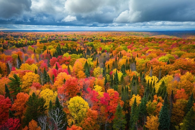 Una splendida vista aerea di una foresta in fiamme generativa ai