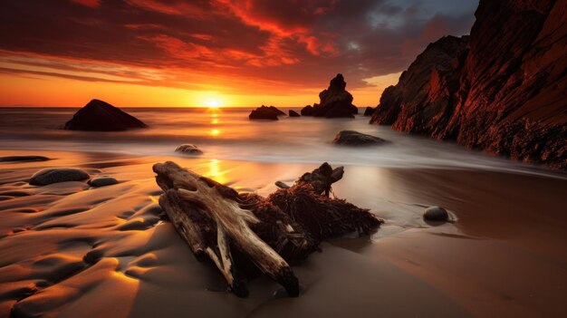 Una splendida vista del tramonto dalla spiaggia