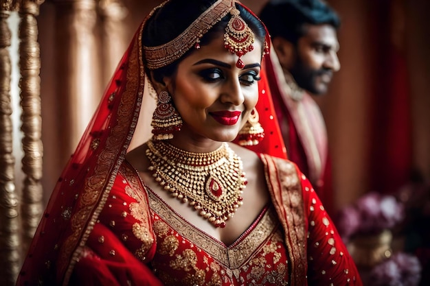 Una sposa in sari rosso