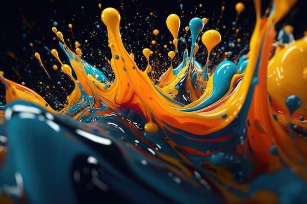 Una spruzzata colorata di liquido con sopra la parola ". "