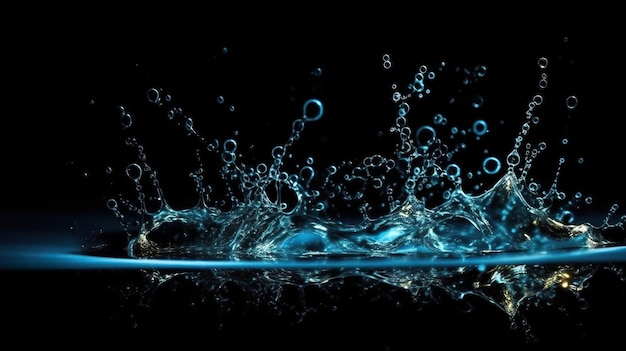 Una spruzzata di acqua blu con sopra la parola acqua