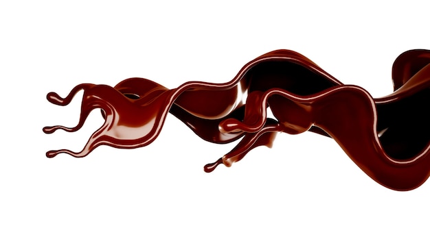 Una spruzzata di cioccolato. Illustrazione 3D, rendering 3D.