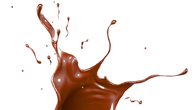 Una spruzzata di cioccolato. Illustrazione 3D, rendering 3D.