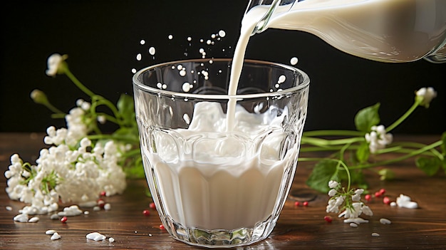 Una spruzzata di latte o panna è isolata su uno sfondo bianco
