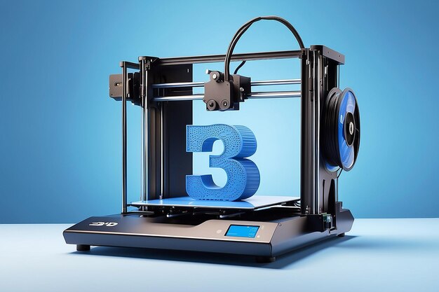 Una stampante 3D con uno sfondo blu e la parola 3don it