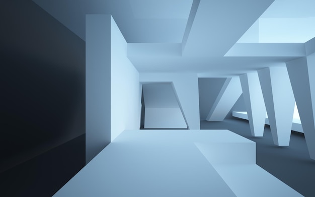 Una stanza con un pavimento bianco e una parete blu che ha un pavimento bianco e una scatola nera sopra.
