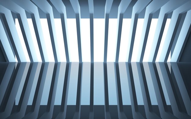 Una stanza con un soffitto blu e un riflesso della luce.