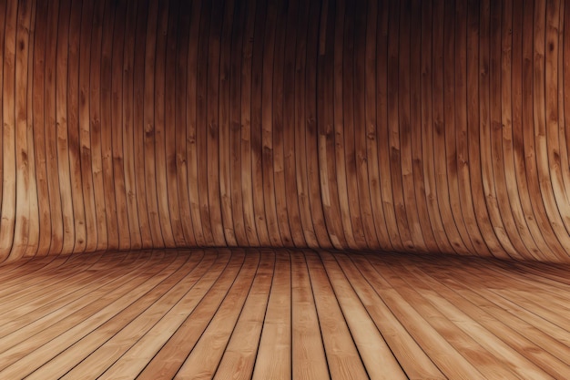 Una stanza in legno con pavimento in legno e pavimento in legno.