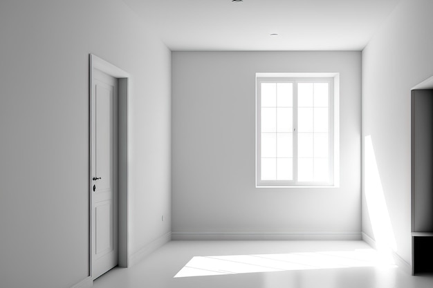 Una stanza moderna con colori chiari è vuota