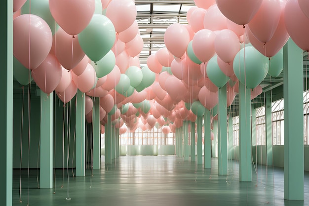 Una stanza piena di palloncini e un mucchio di pallocini