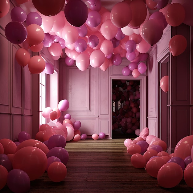 una stanza piena di palloncini