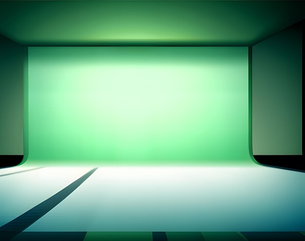 Una stanza verde con una parete bianca e una parete verde.