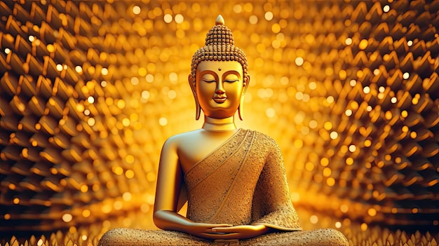 una statua del Buddha d'oro nello stile di tessuto
