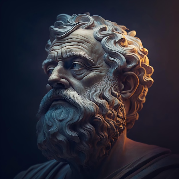 Una statua del filosofo il filosofo è mostrata in questa immagine.