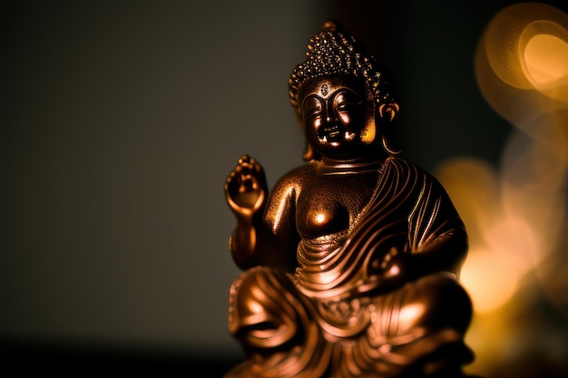 Una statua di buddha con fondo oro