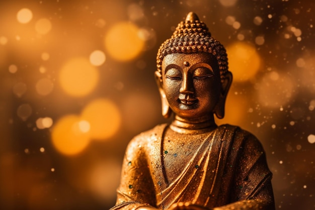 Una statua di Buddha con fondo oro