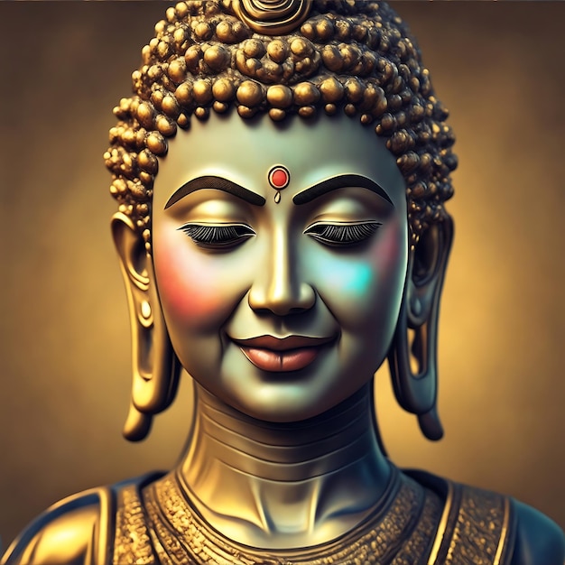 Una statua di buddha con fondo oro.