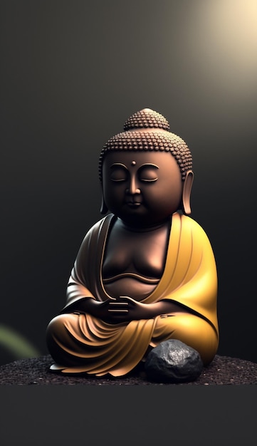 Una statua di Buddha con il sole che splende su di essa