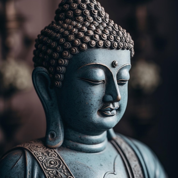 Una statua di Buddha con la parola Buddha su di essa