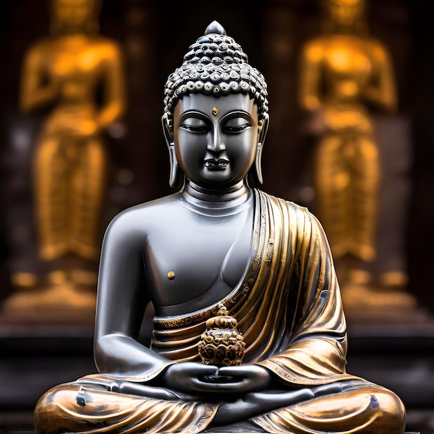 una statua di Buddha con una statuetta su di essa