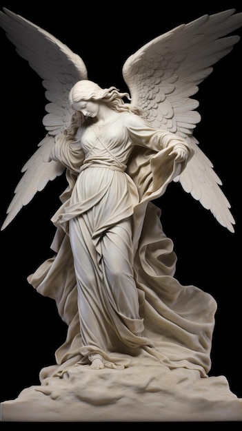 Una statua di un angelo con sopra la scritta angel