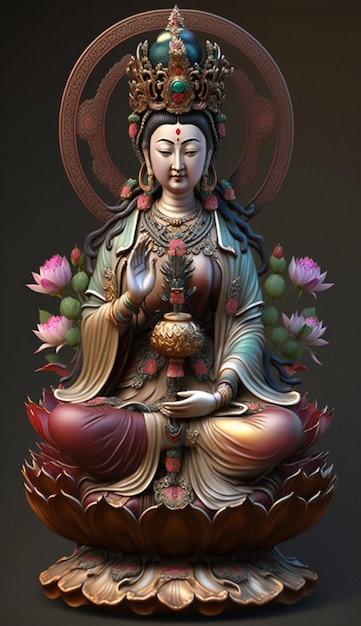 Una statua di un buddha con sopra la parola buddha