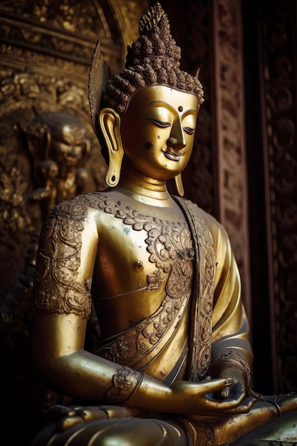 Una statua di un buddha in un tempio.