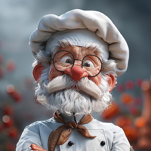 una statua di un chef con gli occhiali e un cappello che dice "chef quot"