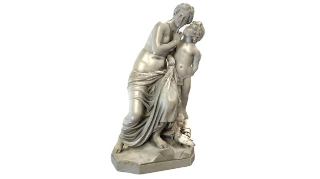 Una statua di un ragazzo e una donna con sopra il nome di Venere