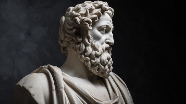 Una statua di un uomo con barba e barba