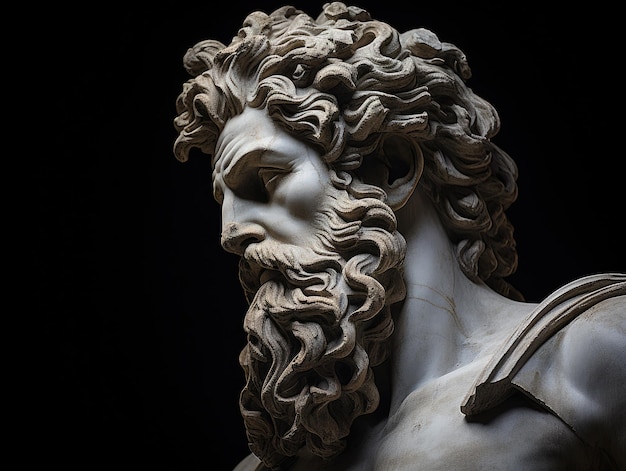 una statua di un uomo con la barba