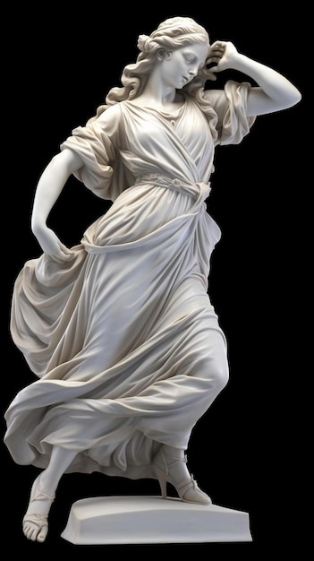 una statua di una donna con un vestito bianco