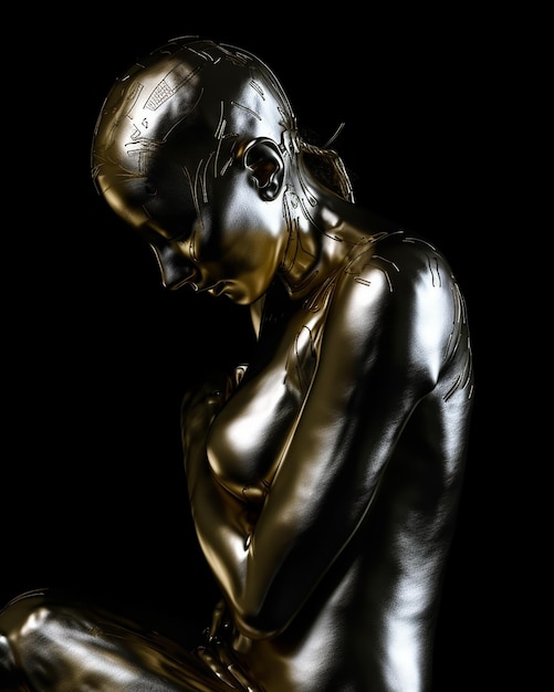 Una statua in bronzo di una donna con sopra la parola amore