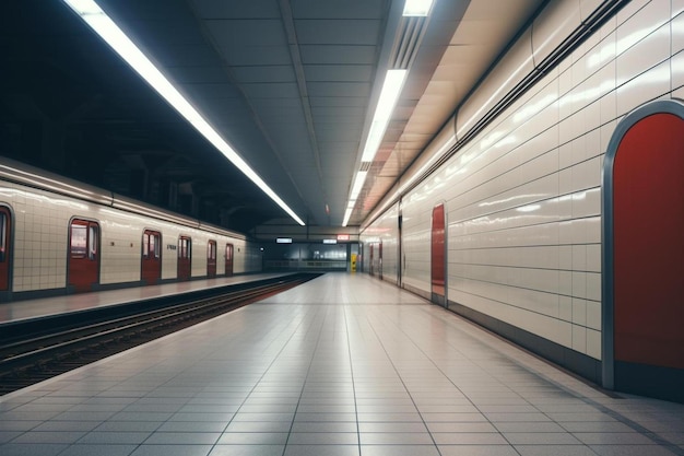 una stazione della metropolitana con un cartello sul muro