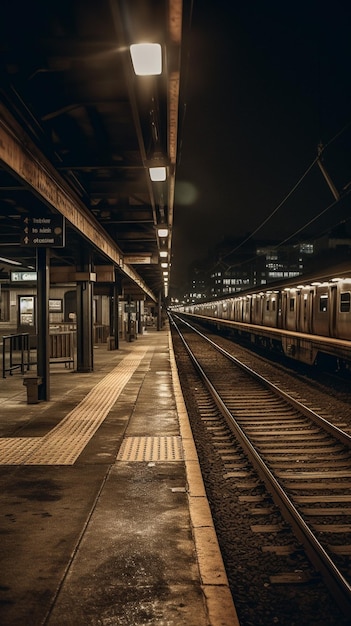 Una stazione ferroviaria con un cartello che dice "stazione ferroviaria".