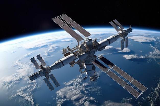 Una stazione spaziale è mostrata sopra la terra