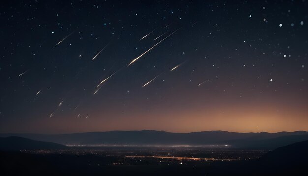 Una stella cadente brillante attraversa il cielo notturno