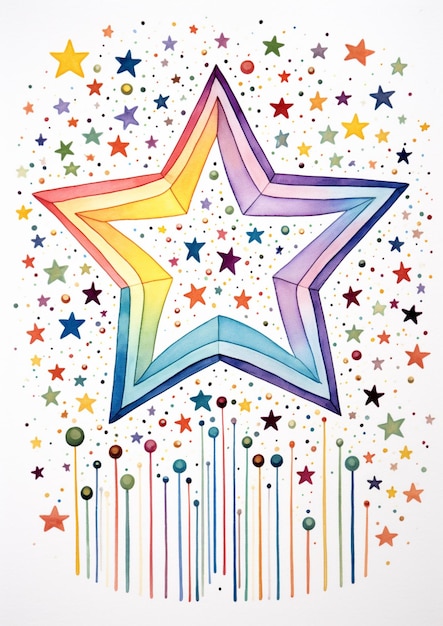 una stella dai colori vivaci circondata da molte stelle e punti generativi ai