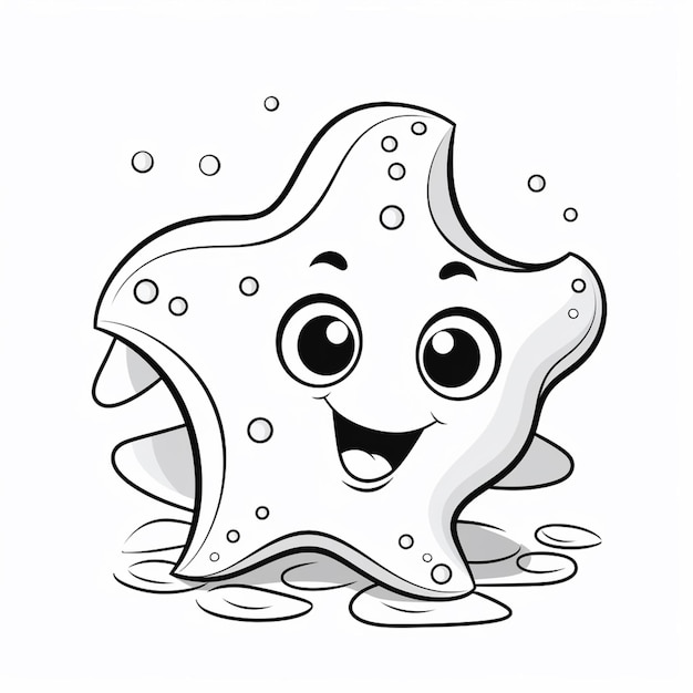 una stella marina cartone animato con una faccia felice e un grande sorriso che genera un'intelligenza artificiale