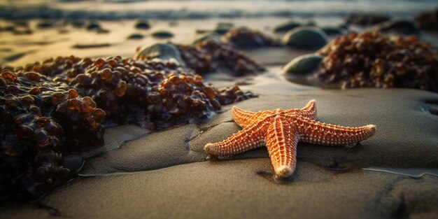 Una stella marina sulla riva del mare