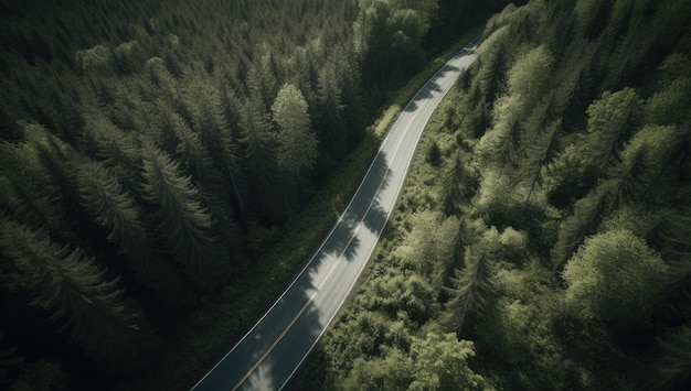 una strada attraverso una foresta