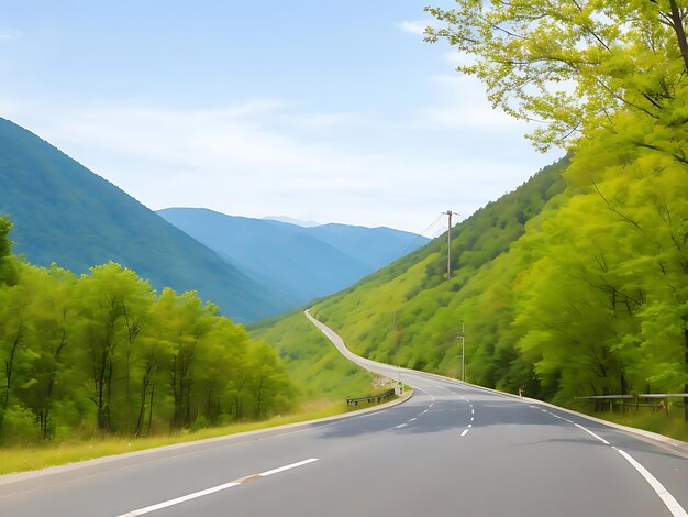 Una strada con alberi sul lato