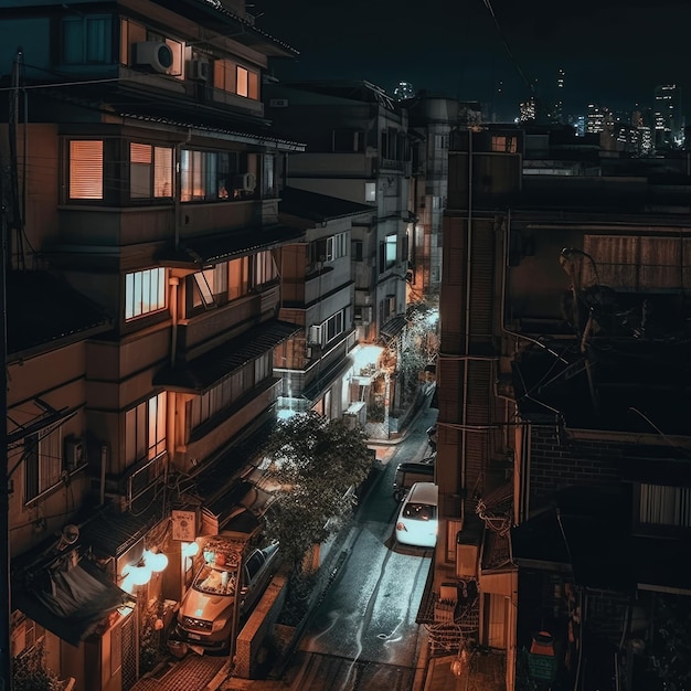 Una strada della città di notte