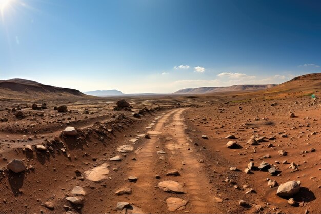 una strada di terra attraverso un deserto