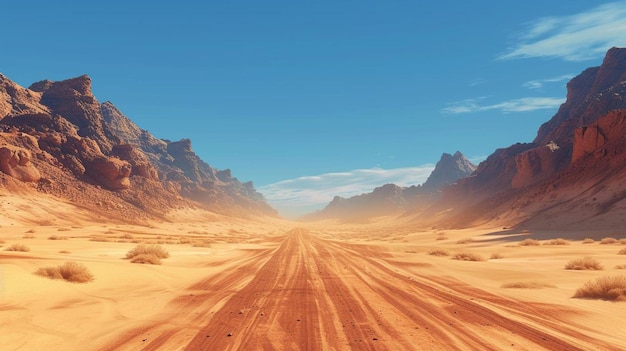 una strada di terra in mezzo al deserto