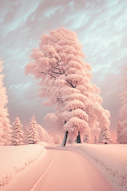 Una strada innevata nella neve